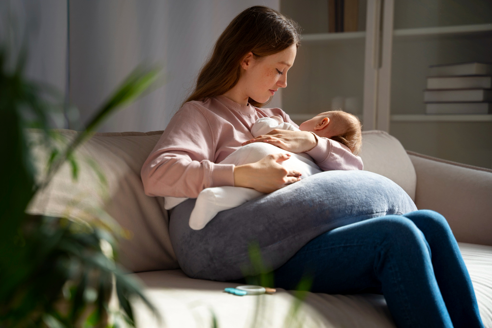 women breast feeding her baby