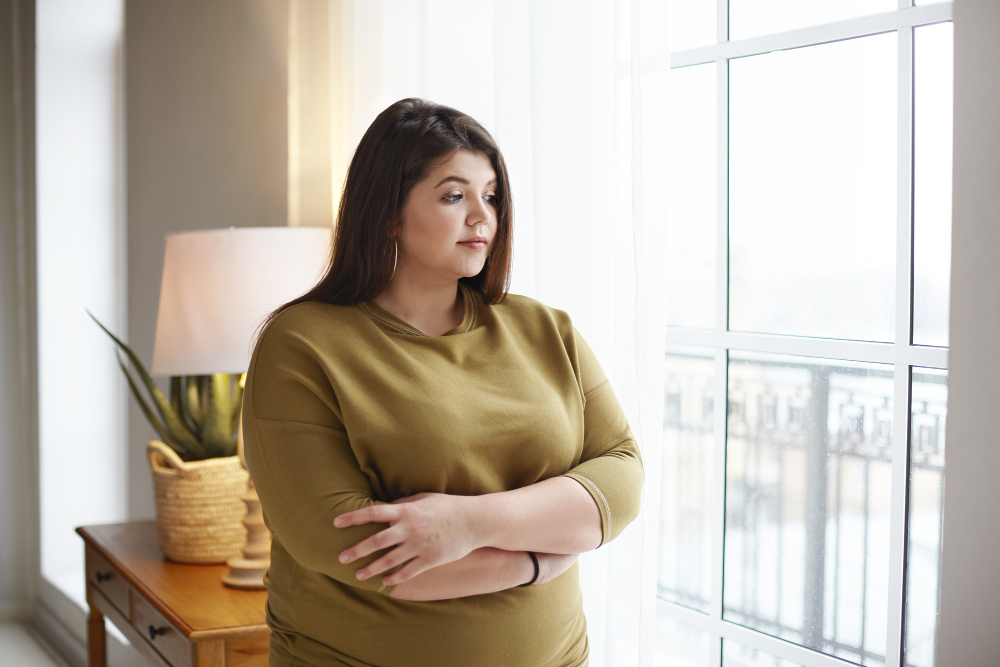 A women looking sad and concerned.