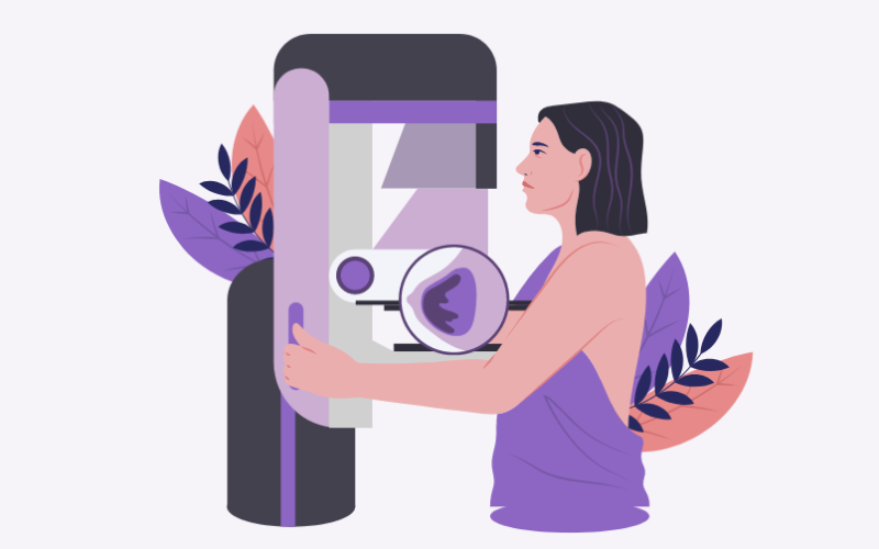women having a mammogram